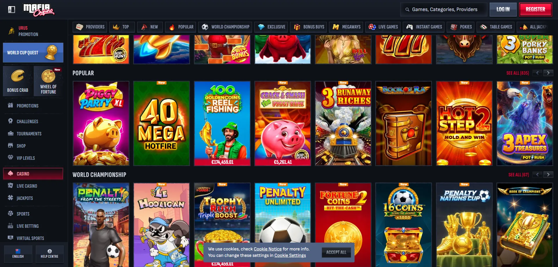 Mafia Casino online slots and game library &mdash; 12000 titles NZ